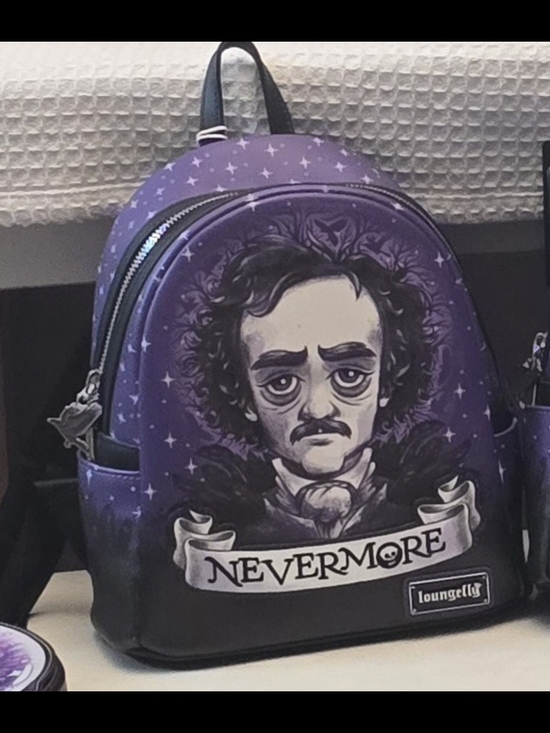 Loungefly Handbags - Loungefly Purple Edgar Allan Poe 'Nevermore' Mini Backpack